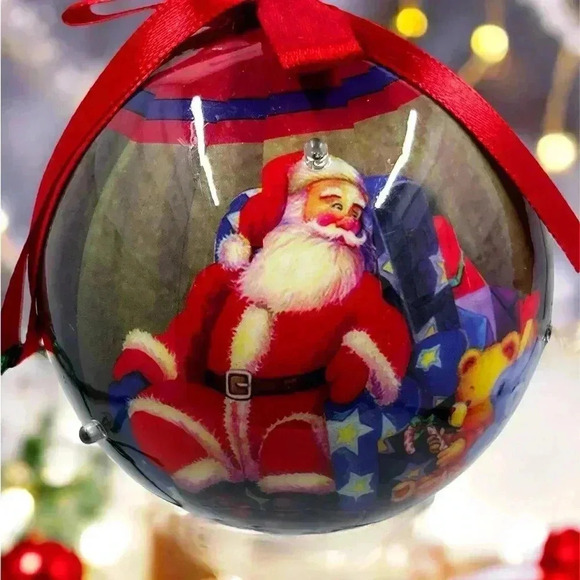 VTG Ball Decoupage Santa Light Up Ornament Christmas Holiday Hanging Rare Fun - Picture 1 of 15